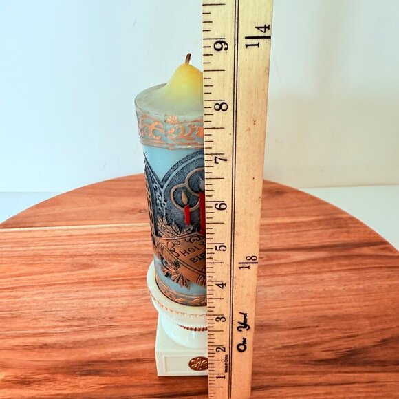 Religious Christmas Jasco Candle on Stand Vintage 1978 Holy Night Hand Decorated - Picture 8 of 16